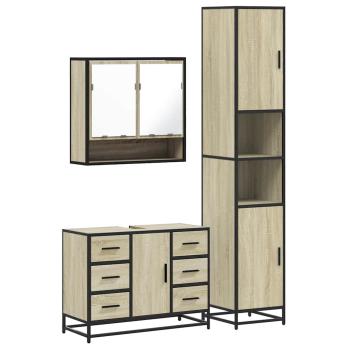 ARDEBO.de - 3-tlg. Badmöbel-Set Sonoma-Eiche Holzwerkstoff