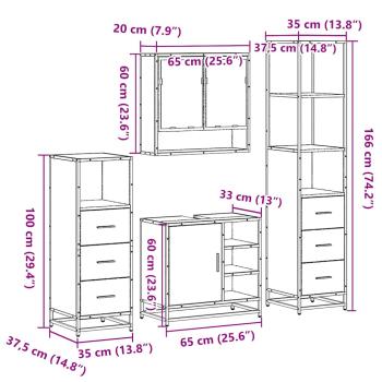 4-tlg. Badmöbel-Set Räuchereiche Holzwerkstoff