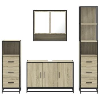 ARDEBO.de - 4-tlg. Badmöbel-Set Sonoma-Eiche Holzwerkstoff