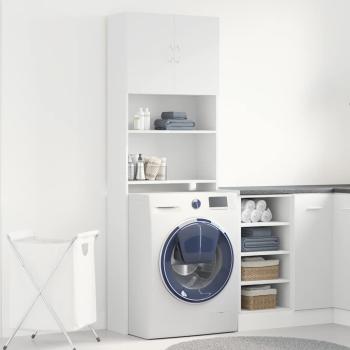 Waschmaschinenschrank Weiß 64x24x190 cm Holzwerkstoff
