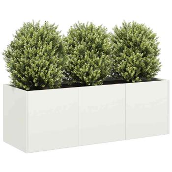 ARDEBO.de - Pflanzkübel Weiß 120x40x40 cm Kaltgewalzter Stahl