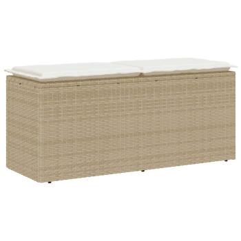 ARDEBO.de - Gartenbank mit Kissen Beige 110x40x44 cm Poly Rattan