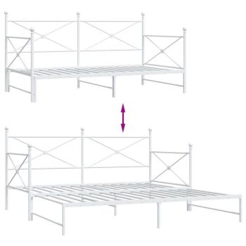 Tagesbett Ausziehbar ohne Matratze Weiß 107x203 cm Stahl
