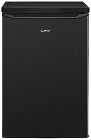 ARDEBO.de Bomann KS 7251 Stand Kühlschrank mit Gefrierfach, 55 cm breit, 109 L, LED Innenraumbeleuchtung, 2 Glasablagen, 3 Türablagen, Edelstahloptik-schwarz