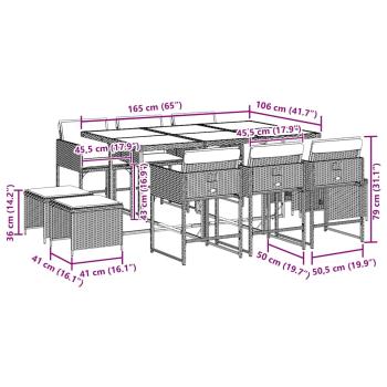 11-tlg. Garten-Essgruppe mit Kissen Schwarz Poly Rattan