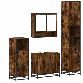 4-tlg. Badmöbel-Set Räuchereiche Holzwerkstoff