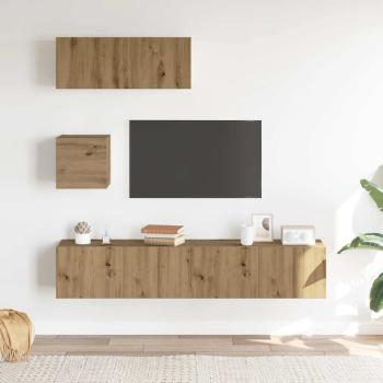 4-tlg. TV-Schrank-Set Wandmontage Artisan-Eiche Holzwerkstoff