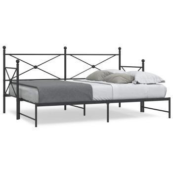 ARDEBO.de - Tagesbett Ausziehbar ohne Matratze Schwarz 80x200 cm Stahl