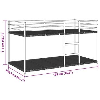 Etagenbett ohne Matratze Schwarz 100x190 cm Stahl