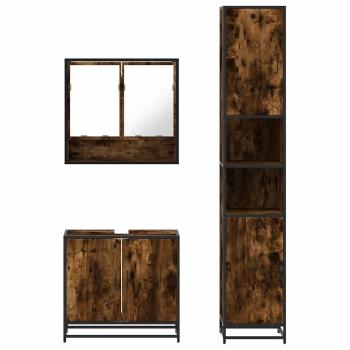 3-tlg. Badmöbel-Set Räuchereiche Holzwerkstoff