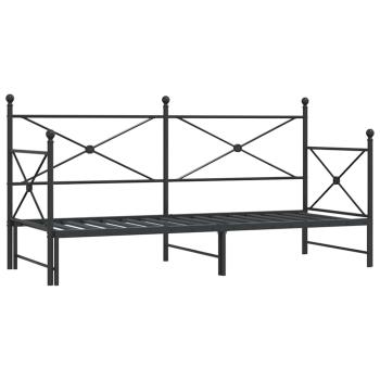 ARDEBO.de - Tagesbett Ausziehbar ohne Matratze Schwarz 75x190 cm Stahl