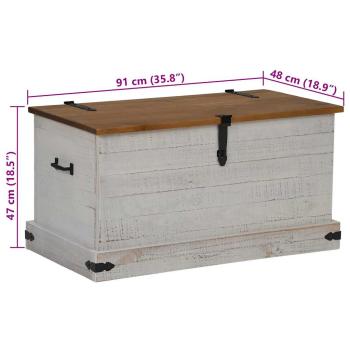 Truhe HALDEN Weiß 91x48x47 cm Massivholz Kiefer