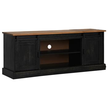 TV-Schrank HALDEN 2 Schiebetüren Schwarz 150x40x60cm Massivholz