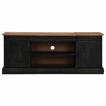 TV-Schrank HALDEN 2 Schiebetüren Schwarz 150x40x60cm Massivholz