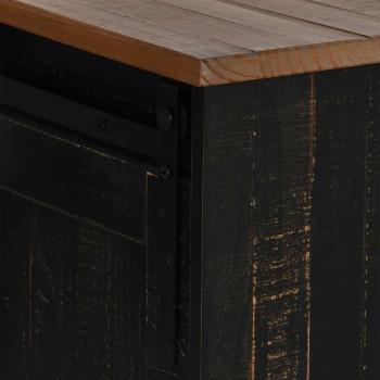 TV-Schrank HALDEN 2 Schiebetüren Schwarz 150x40x60cm Massivholz