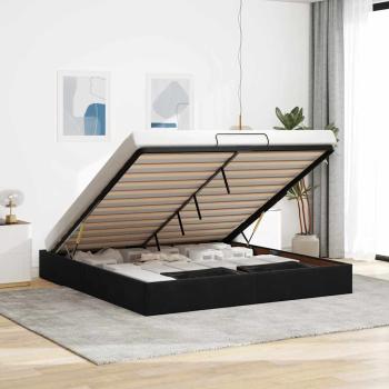 ARDEBO.de - Ottoman-Bett ohne Matratze Schwarz 200x200 cm Samt