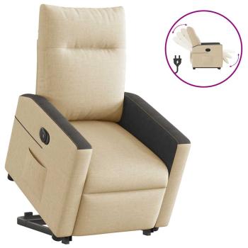 Relaxsessel mit Aufstehhilfe Elektrisch Creme Stoff