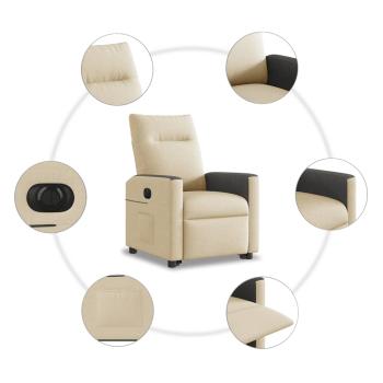 Relaxsessel mit Aufstehhilfe Elektrisch Creme Stoff