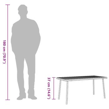 Garten-Couchtisch Rechteckig Schwarz 80x40x37 cm Poly Rattan