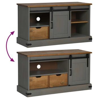 TV-Schrank HALDEN mit Schiebetür Grau 110x40x60 cm Massivholz