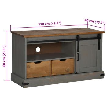 TV-Schrank HALDEN mit Schiebetür Grau 110x40x60 cm Massivholz