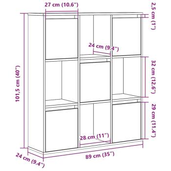 Bücherregal Grau Sonoma 89x24x101,5 cm Holzwerkstoff