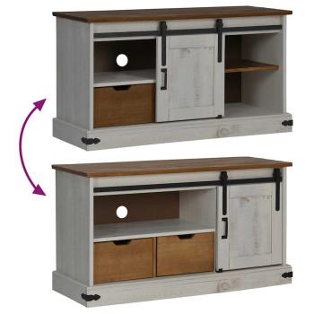 TV-Schrank HALDEN mit Schiebetür Weiß 110x40x60 cm Massivholz