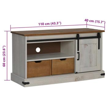 TV-Schrank HALDEN mit Schiebetür Weiß 110x40x60 cm Massivholz