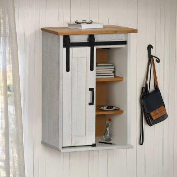 ARDEBO.de - Hängeschrank HALDEN mit Schiebetür Weiß 49x22,5x70 cm Kiefer