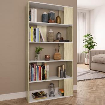 ARDEBO.de - Bücherregal/Raumteiler Weiß Sonoma-Eiche 80x24x159 cm