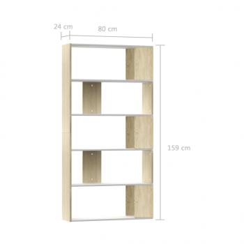 Bücherregal/Raumteiler Weiß Sonoma-Eiche 80x24x159 cm