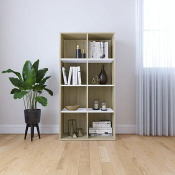 ARDEBO.de - Bücherregal/Sideboard Weiß Sonoma-Eiche 66×30×130 cm
