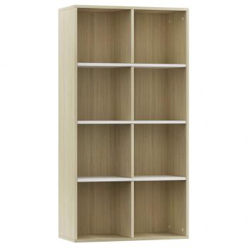 Bücherregal/Sideboard Weiß Sonoma-Eiche 66×30×130 cm