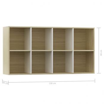 Bücherregal/Sideboard Weiß Sonoma-Eiche 66×30×130 cm