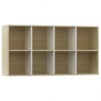 Bücherregal/Sideboard Weiß Sonoma-Eiche 66×30×130 cm