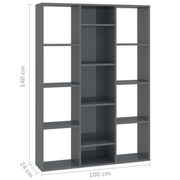 Raumteiler/Bücherregal Hochglanz-Grau 100x24x140 cm