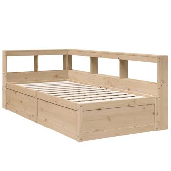 Massivholzbett mit Regal ohne Matratze 90x190 cm Kiefer