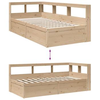 Massivholzbett mit Regal ohne Matratze 90x190 cm Kiefer