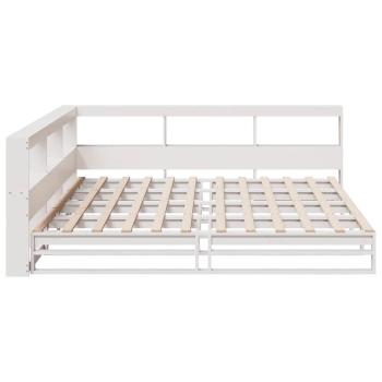 Massivholzbett mit Regal ohne Matratze Weiß 200x200 cm Kiefer