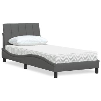 ARDEBO.de - Bett mit Matratze Dunkelgrau 80x200 cm Stoff