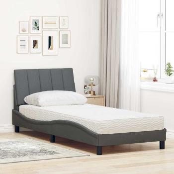 Bett mit Matratze Dunkelgrau 80x200 cm Stoff