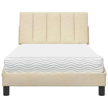 Bett mit Matratze Creme 100x200 cm Stoff