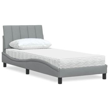 ARDEBO.de - Bett mit Matratze Hellgrau 80x200 cm Stoff