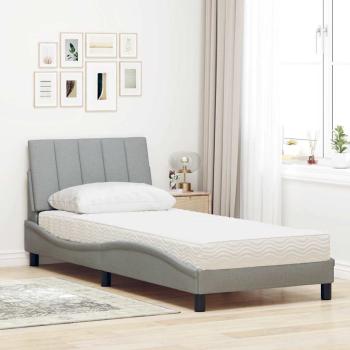 Bett mit Matratze Hellgrau 80x200 cm Stoff