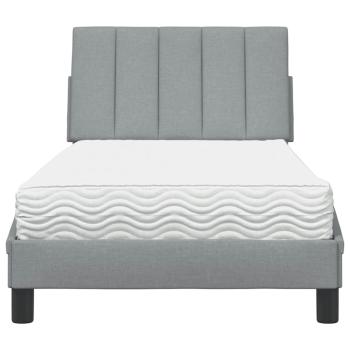 Bett mit Matratze Hellgrau 80x200 cm Stoff