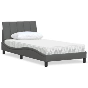 ARDEBO.de - Bett mit Matratze Dunkelgrau 100x200 cm Stoff