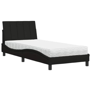 Bett mit Matratze Schwarz 90x200 cm Stoff