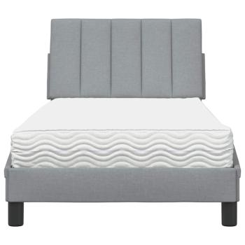 Bett mit Matratze Hellgrau 90x190 cm Stoff