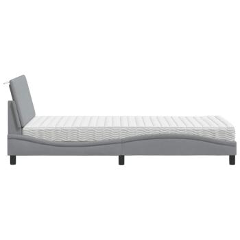 Bett mit Matratze Hellgrau 90x190 cm Stoff