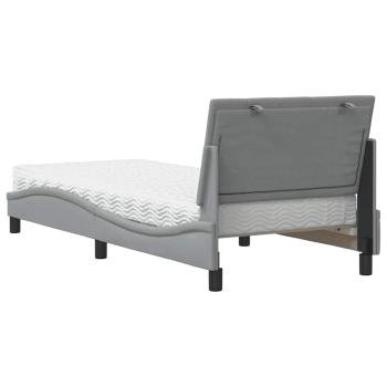 Bett mit Matratze Hellgrau 90x190 cm Stoff
